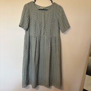 Polagram Sage Green Eyelet Midi Dress